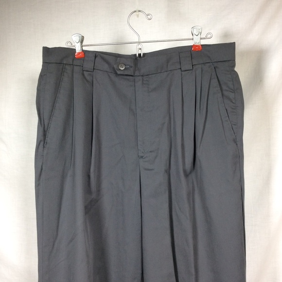 Silk Works Men’s Gray Pleated Cuffed Pants - Picture 2 of 7